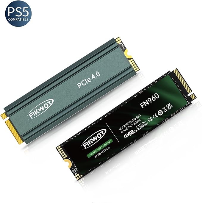 FN960 512GB M.2 2280 PCIe Gen4 x4 NVMe 1.4 Internal Solid State Drive with Heatsink - Speeds up to 4,800MB/s, Dynamic SLC Cache, Compatible PS5 Internal SSD