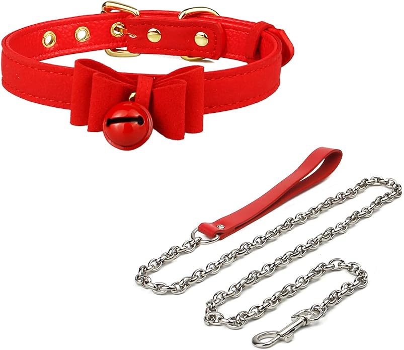Leather Collar Necklace for Women with Bow Bell Kitty Cat and Delicate Tea flower pearl pendant Choker for Ladies Black Pink Red