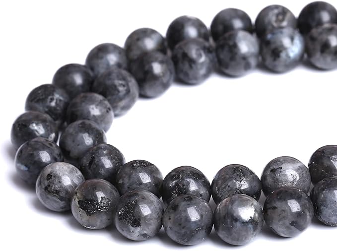 10mm 38pcs Natural Black Labradorite Stone Beads Round Larvikite Beads for Jewelry Making DIY Bracelet 15" Strand Wholesale (Black Larvikite Labradorite Beads, 10mm)