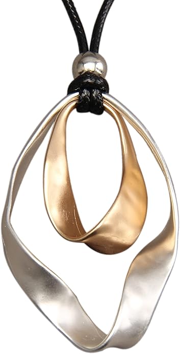 GelConnie Boho Necklaces for Women Vintage Silver Circles Long Pendant Necklace Cowgirl Sweater Necklace Adjustable Leather Choker Necklace for Women