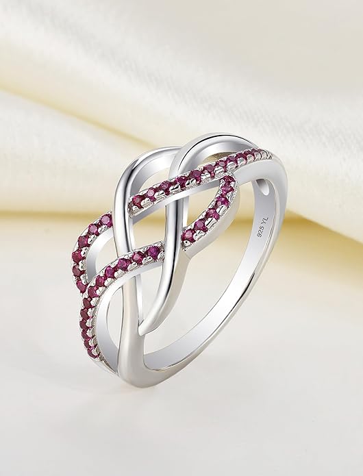 YL Celtic Knot Rings 925 Sterling Silver Twisted Knot Ring Birthstone Infinity Statement Jewelry for Women-size5