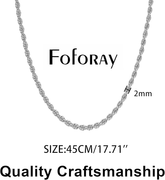 Fashion Necklace, White Gold and 18K Gold Plated Necklaces, Snake Chain, Rope Chain.Best Gift for Woman(16-18in)