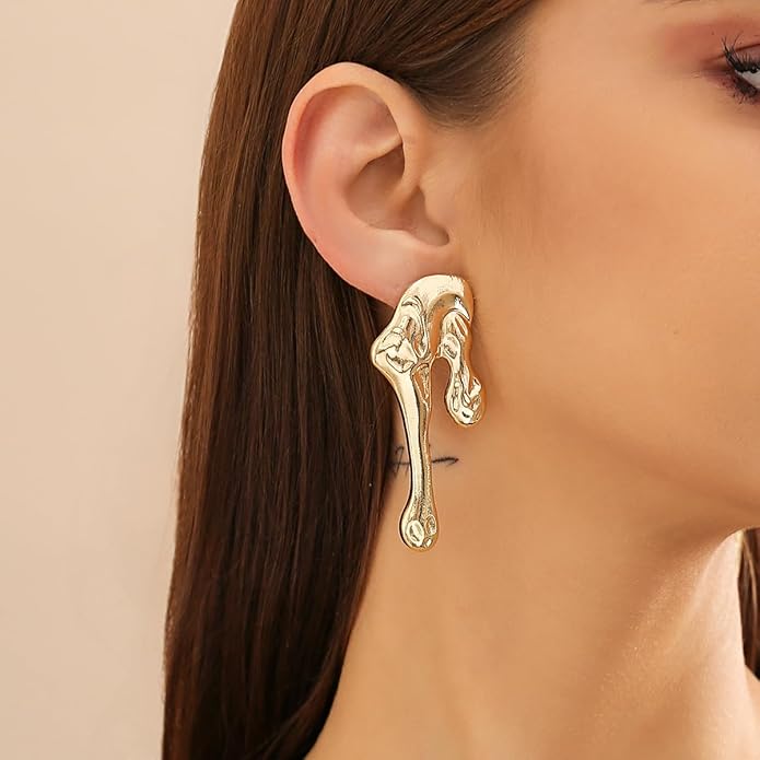 Irregular WaterDrop Earrings, Melted Liquid Irregular Stainless Steel Earrings, Embrace Minimalist Earrings, Statement Earrings for Women