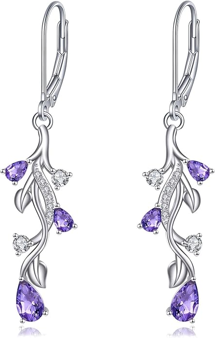 VONALA Flower Earrings for Women 925 Sterling Silver Rose/Lotus/Scottish Thistle/Tulip/Lilac/Mushroom/Pineapple Dangle Drop Earrings Flower Jewelry Gifts for Women Girls Birthday Gifts