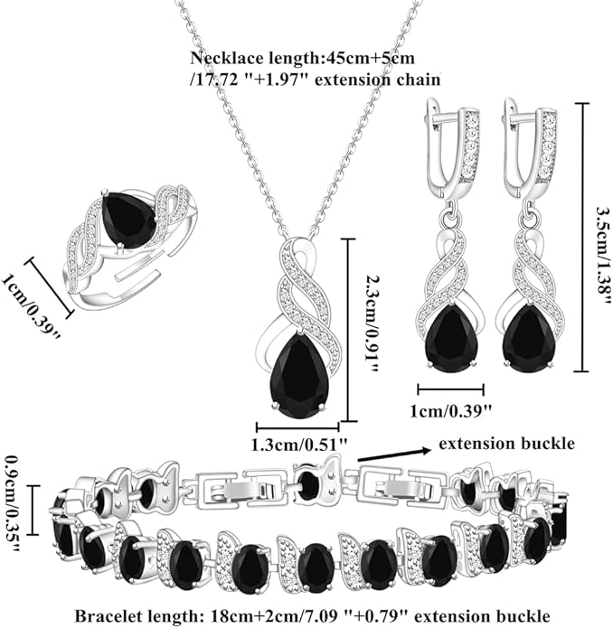LMXXVJ Jewelry Set for Women,Teardrop Cubic Zirconia Necklace Earrings Adjustable Ring Bracelet Jewelry Set Formal Jewelry Gift