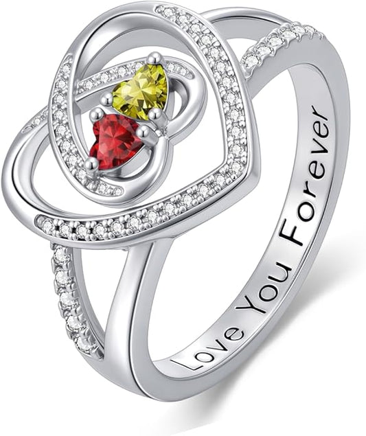 Valentine's Day Gifts for Women Birthstone Rings for Women Heart Statemet Engagement Eternity Wedding Promise Rings Jewelry Anniversary Christmas Valentine Mothers Day Birthday Gifts for Wife Her Girlfriend