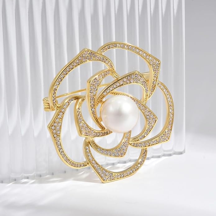 Flower Brooch for Women Rhinestone Flower Brooch Pins Floral Brooches Jewelry Gift for Mom Wife