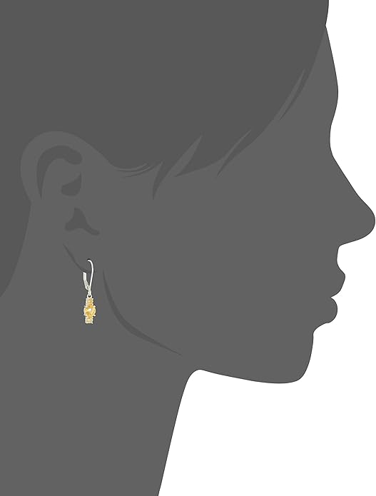 Amazon Essentials Sterling Silver Genuine and Created Gemstone Three Stone Birthstone Leverback Dangle Earrings
