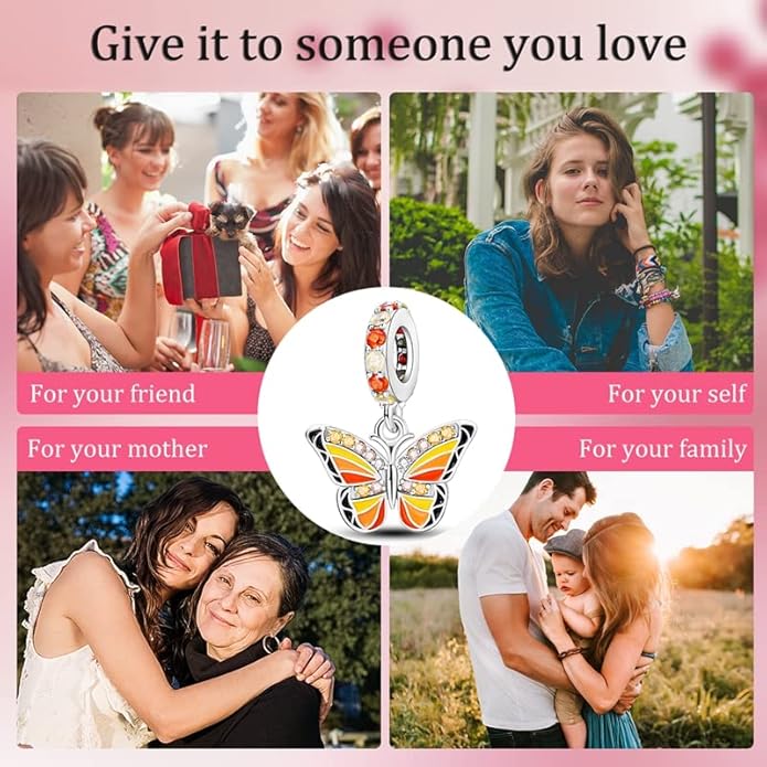 Parmuz 925 Sterling Silver Charm for Bracelet Necklace Dangle Love Mom Ocean travel Butterfly Party Charm Beads Pendants DIY Jewelry for Women