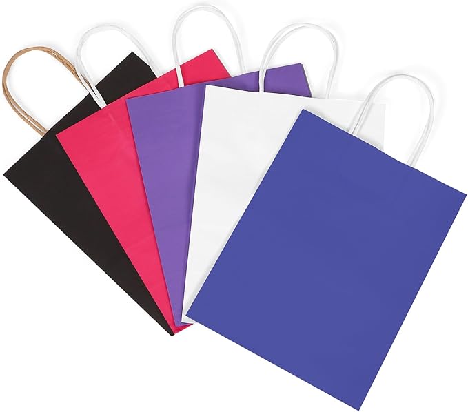 REMTAP Gift Paper Bags 5.9×3.2×8.2 50Pcs Kraft Bags with Handles Bulk Gift Bags for Wedding Party Craft Retail Packaging, Shopping Bag, Party Favor, Retail Bag (Pink-S-50pcs, 5.9×3.2×8.2)