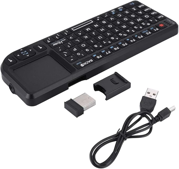 2.4GHz Touchpad Keyboard,A8 Mini Rechargeable Ultra-Thin Mini USB Backlit Keyboard with IR Light for HTPC for PS3/4 for 360 and ONE(QWERTY Keypad)