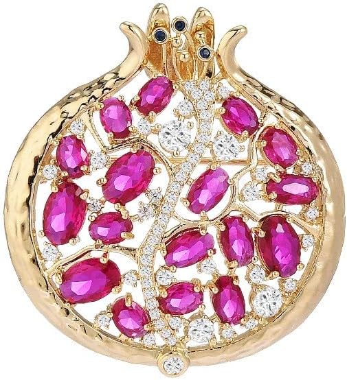 Fruit Brooch Austrian Crystal Rhinestone Brooch 18K Gold Plated Birthstone Lapel Pin Jewelry Birthday Gifts for Women Men
