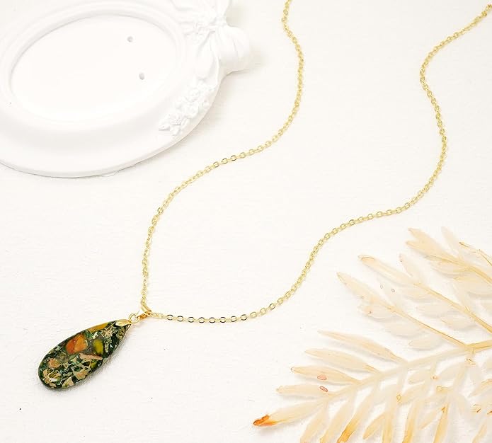 Stone Necklaces for Women Teardrop Gemstone Pendant Necklace Natural Stone Chain Necklaces