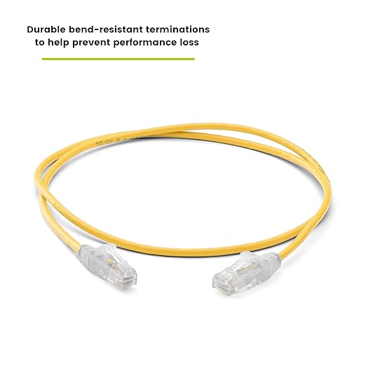 TRUECABLE Cat6 Component Rated Patch Cable, Unshielded (U/UTP), 3ft, Yellow, 28AWG Solid Copper, Snagless 10G High-Speed Ethernet Cable, PoE++ 4PPoE 100W, UL Listed, RoHS-3, 5 Pack
