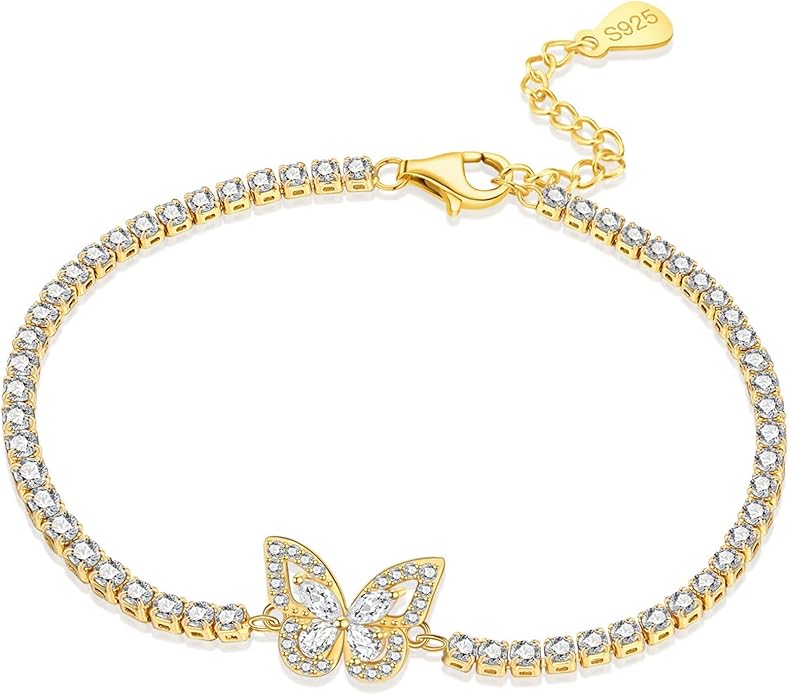 Women's 925 Sterling Silver Bracelet, Non Tarnish 18K Gold Plated Bracelets for Women, Dainty Chain Simple Jewelry Cute Handmade Minimalist for Gift