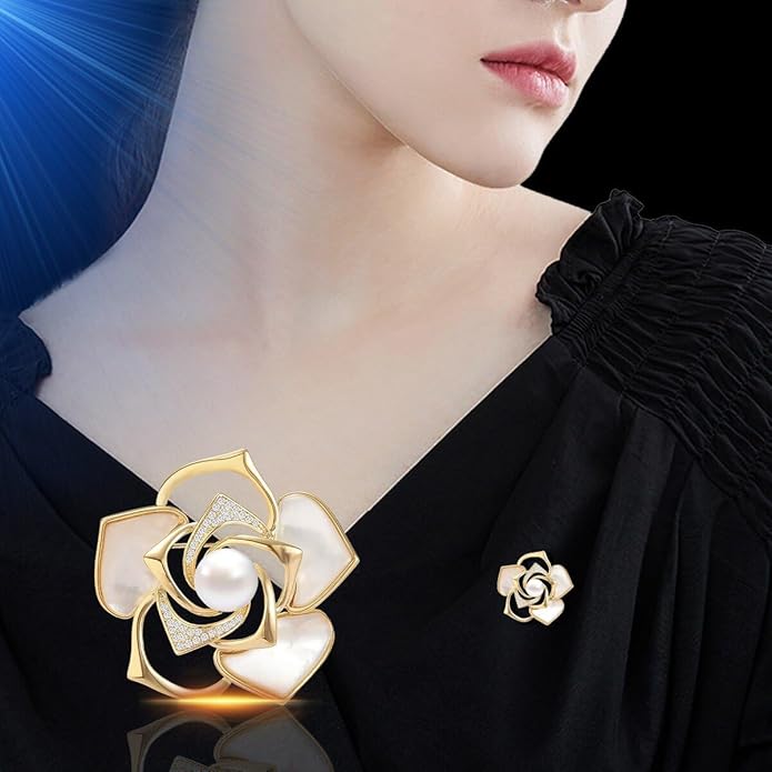 Flower Brooch for Women Rhinestone Flower Brooch Pins Floral Brooches Jewelry Gift for Mom Wife