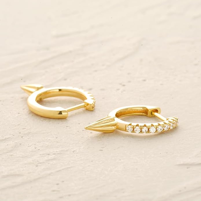 MYEARS Women Earrings Gold Huggie Hoop Ear Stud Cuff 14K Small Simple Hypoallergenic Everyday Jewelry