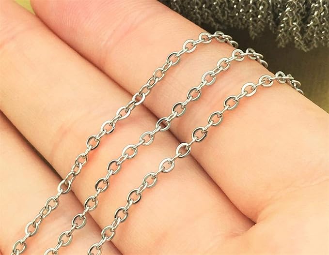 Wholesale 12 PCS Genuine Stainless Steel Cable Chain Necklace Chains Bulk for Jewelry Making (18 Inch(2MM))
