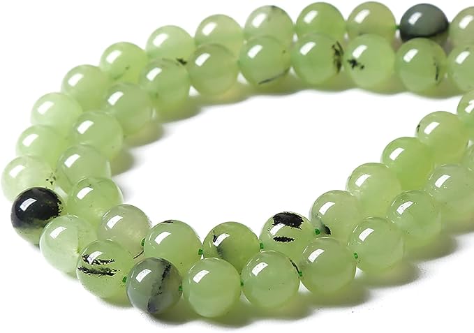 32pcs 12mm Natural Prehnite Jade Stone Round Loose Spacer Beads for DIY Jewelry Making Necklaces Bracelets Healing Energy Beads (12mm, Prehnite Jade)