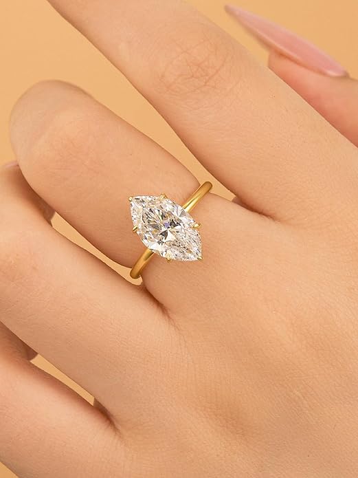 3.5CT Marquise Cut Engagement Ring, AAAAA Grade Cubic Zirconia Promise Ring for Women, S925 Silver Bridal Wedding Jewelry