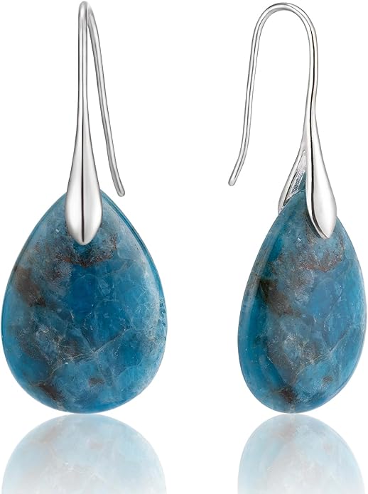 SELOVO Agate Teardrop Stone Grey Drop Earrings Fishhook Dangle Earrings for Women