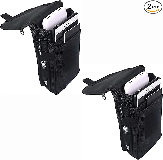 2 Packs Large Smartphone Pouch, Phone Pouch, Cell Phone Holster, Multi-Purpose Tool Holder, Tactical Carrying Case Belt Loop Pouch Men’s Waist Pocket for Hiking, Camping,Rescue Essential