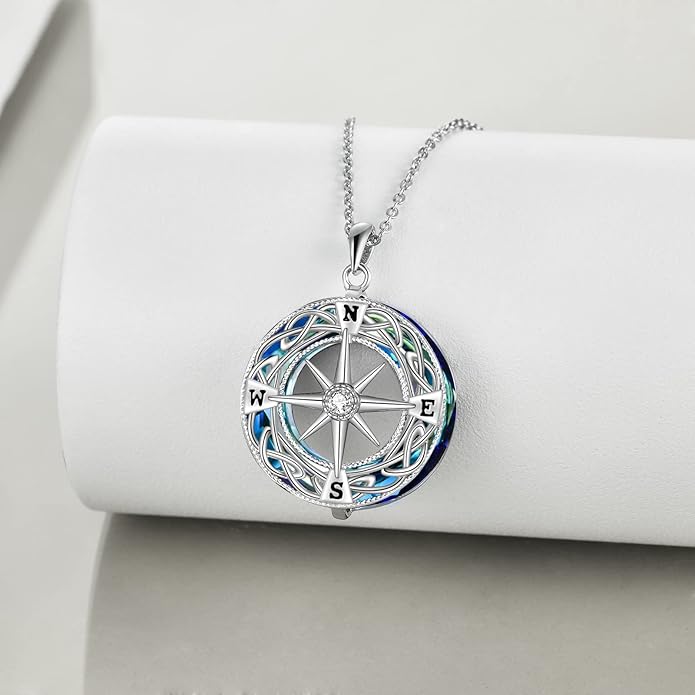 Compass Necklace Sterling Silver Celtic Knot Necklace Graduation Friendship Talisman Travel Necklace Inspirational Graduation Gift Jewelry Gifts for Women Girls