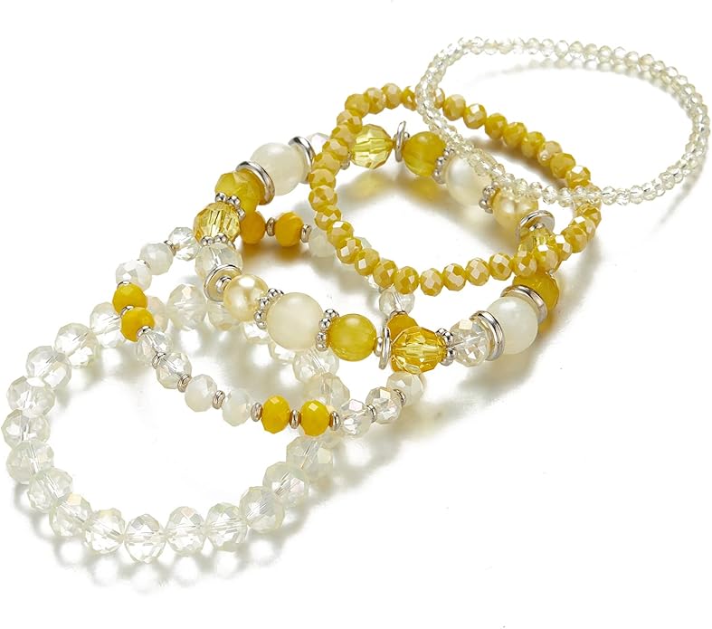 Noessla Beaded Boho Stretch Bracelet Colorful Stackable Crystal Beads Bracelets Trendy Costume Jewelry Mothers Day Gifts for Women