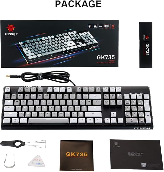 Wired Full Size Mechanical Keyboard, Aluminum Housing Built for Gamers w/Kailh Box White Switch, White Backlit + Surrounded by RGB Light Strip, 104 Keys Gaming Keyboard for PC/Mac