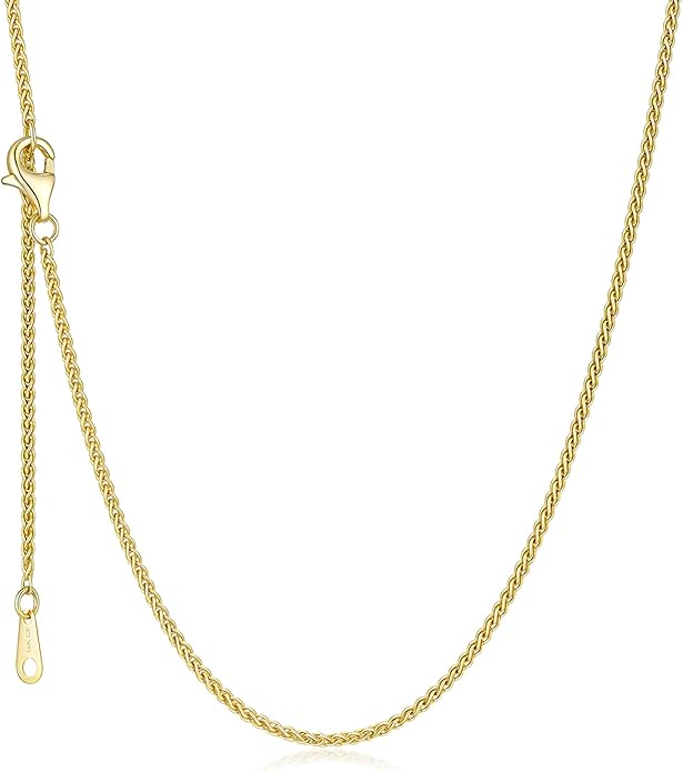 BEAYEG 14K Gold Chain Necklace for Women, Solid Chain Necklace, Hypoallergenic Durable Everyday Gold Jewelry Gift Ready (Length, 20inchs,Diameter1.6mm/1.8mm/2mm