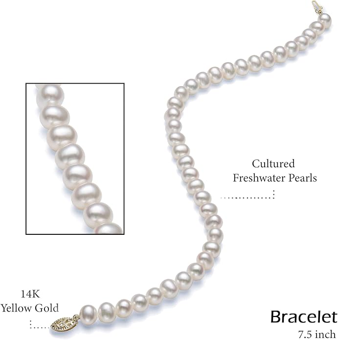 Belacqua 14K Gold Freshwater Pearl 18" Necklace Bracelet Stud Earrings Set for Women | Jewelry for Her | Gift Box Included