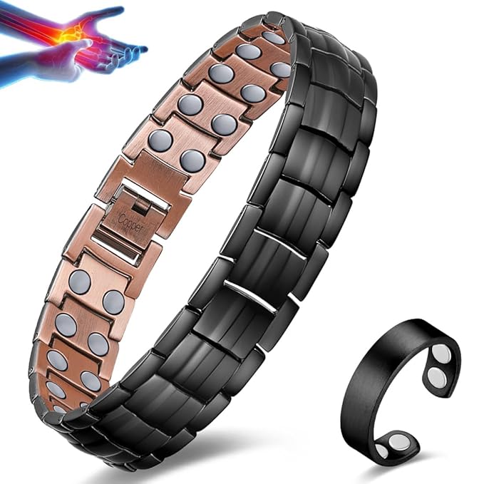 Vicmag Copper Bracelet for Men 99.9% Solid Pure Copper Gift with Adjustment Tool Bracelet & Ring Set Bracelet Set