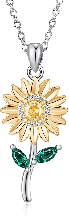 Flower Necklace Tulip/Sunflower/Daisy/Bee Pendant Necklaces Jewelry for Women Mom Gifts