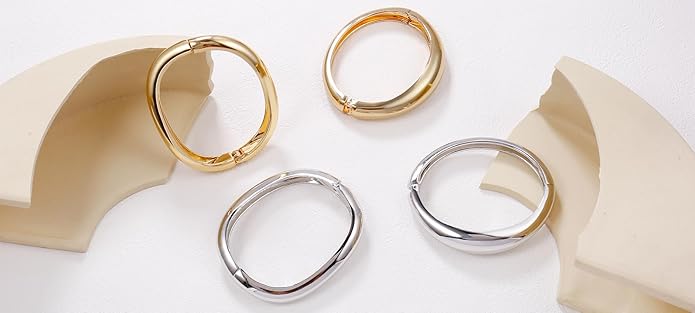 Elegance 11 designs Gold Plated Cuff Bangle Bracelets For Women Set Chunky Trendy Hinged Irregular Cuff Open Wide Gold Bracelet Minimalist Jewelry Gift 2pcs
