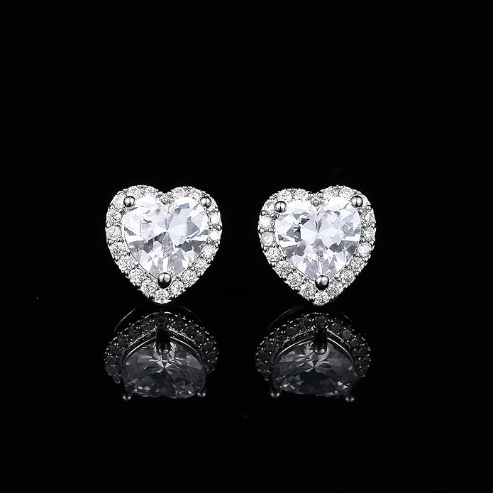 YOMELA Cubic Zirconia Earrings Studs, Halo CZ Birthstone Simulated Diamond Stud Earrings for Women