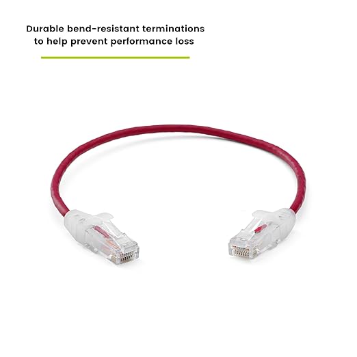 TRUECABLE Cat6 Component Rated Patch Cable, Unshielded (U/UTP), 1ft, Red, 28AWG Solid Copper, Snagless 10G High-Speed Ethernet Cable, PoE++ 4PPoE 100W, UL Listed, RoHS-3, 1 Pack