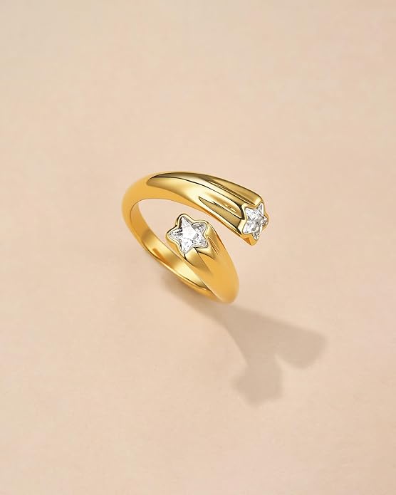Gold Large Chunky Dainty Shell FULLY ADJUSTABLE Open Ring for Women by SNGIA, Summer Beach Handmade Adjustable Seashell Ring, Minimalist Stackable Ocean Themed Wedding Date Birthday Gift, Bold Exaggerated Irregular Wavy Trendy Ribbed Jewelry, Textured ...