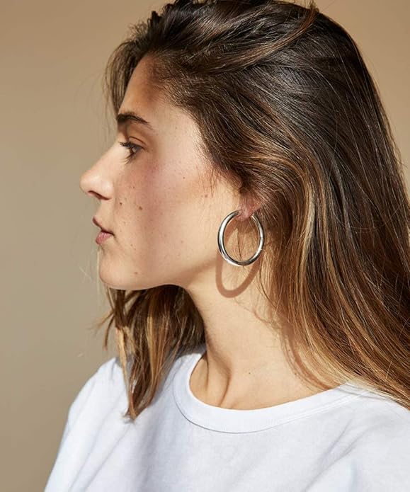 sovesi Chunky Gold Hoop Earrings for Women with 925 Sterling Silver Post, 14K Gold Plated Small Thick Gold Hoops Earrings for Women