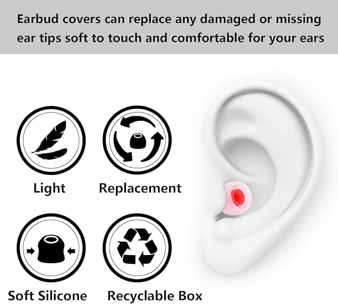 Silicone Replacement Earbud Tips Earbud Covers Ear Tips Fit for in-Ear Headphones (Inner Hole 3.8mm -5.1mm) Earbud Replacement Tips 9 Pairs