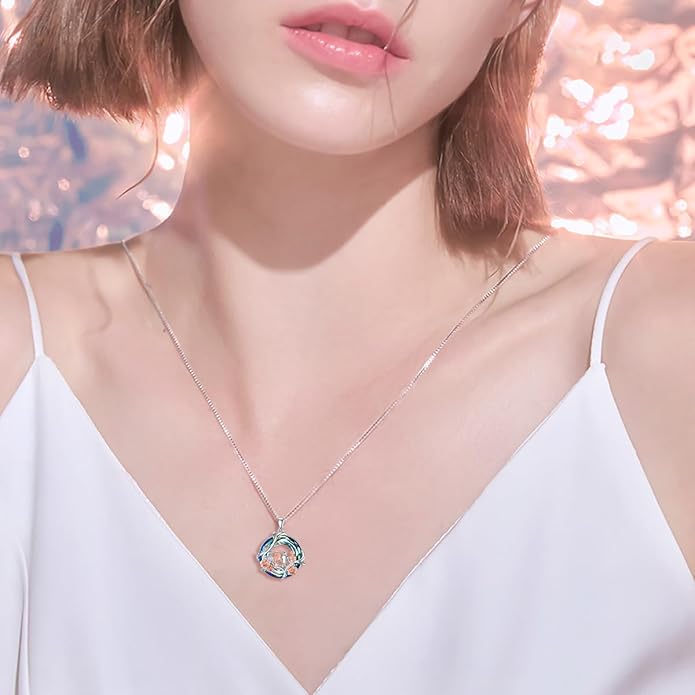 TOUPOP Sisters Gifts from Sister Necklace Sterling Silver Rose Flower with Crystal Jewelry Valentines Day Birthday Gifts for Women Best Friend Friendship