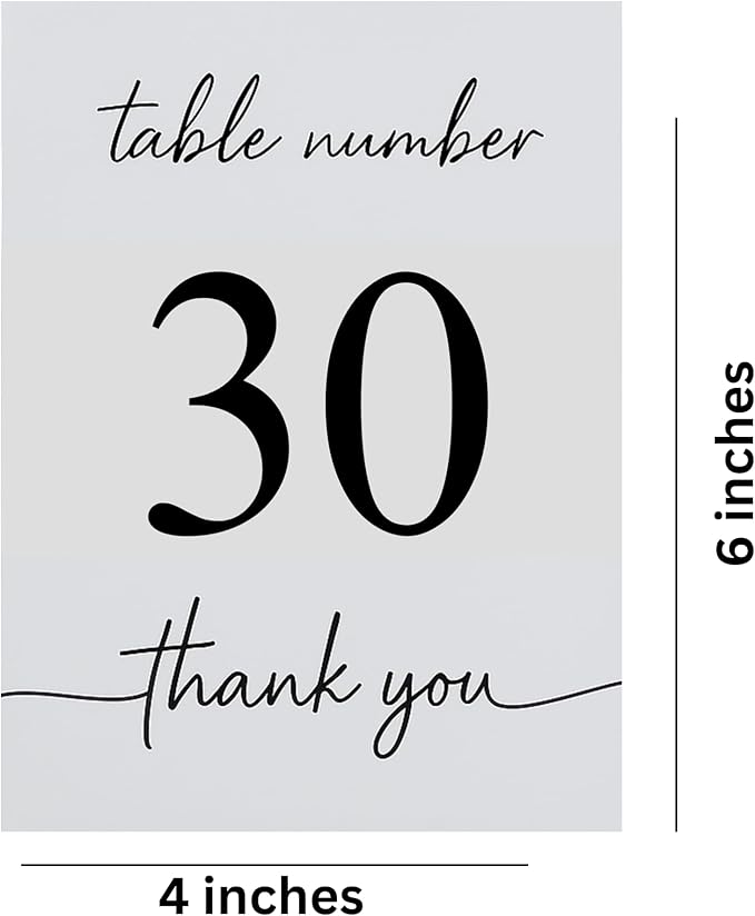 Wedding Table Numbers 1-30, Double-Sided Printed on Premium Cardstock – Elegant Event Table Signs for Receptions, Parties, Banquets & Restaurants