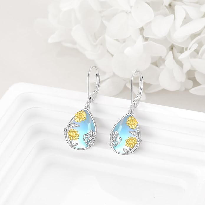 VONALA Flower Earrings for Women 925 Sterling Silver Rose/Lotus/Scottish Thistle/Tulip/Lilac/Mushroom/Pineapple Dangle Drop Earrings Flower Jewelry Gifts for Women Girls Birthday Gifts