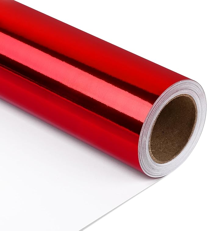 NESCCI Red Metallic Wrapping Paper, Solid Color Paper,Gift Wrapping Paper,Perfect for Wedding,Valentine's Day,Birthday, Christmas,Baby Shower,DIY Bouquet (17.5 Inches X 32.8 Feet)