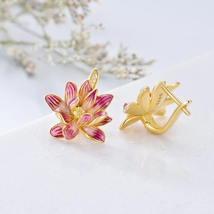 VONALA Flower Earrings for Women 925 Sterling Silver Rose/Lotus/Scottish Thistle/Tulip/Lilac/Mushroom/Pineapple Dangle Drop Earrings Flower Jewelry Gifts for Women Girls Birthday Gifts