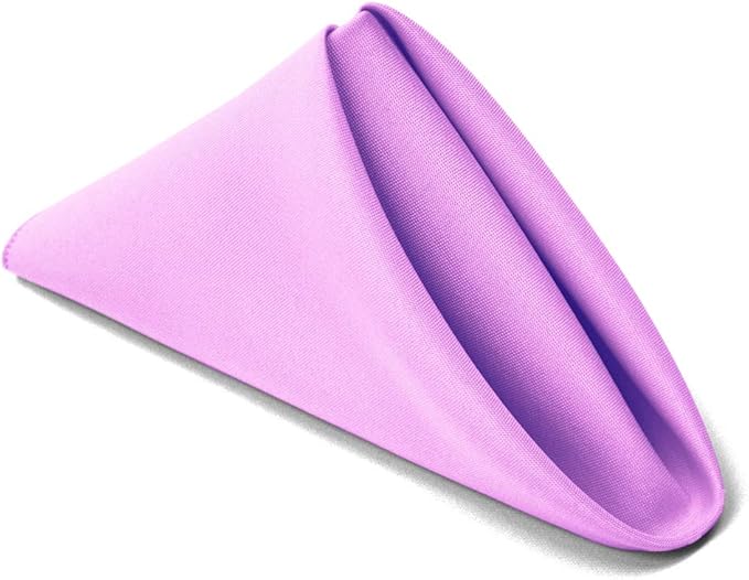 TableLinensforLess 17"x17" Polyester Cloth Napkins, Set of 12 (Lavender) | Easy-Care, No-Iron Finish, Superior Color Retention, Machine Washable