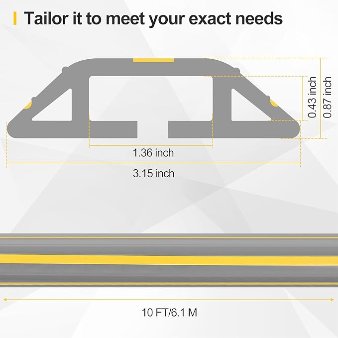 Floor Cord Cover 10Ft Heavy Duty PVC Floor Cable Protector Electric Cord Hider Cable Management Floor Strip Extension Cord Covers Cable Raceway for Wires on Floor Inner Channel 1.36" W x 0.43" H -Gray