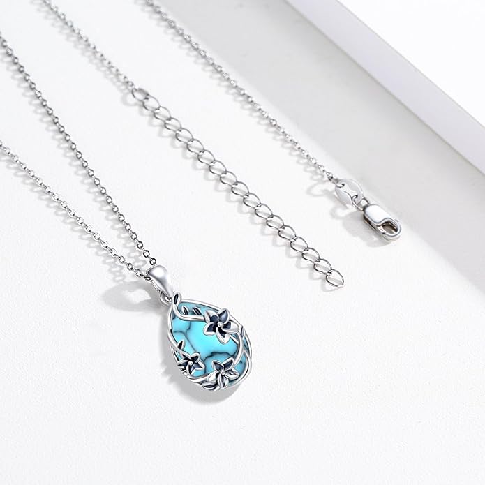 JUSTKIDSTOY Moonstone Necklace 925 Sterling Silver Teardrop Pendant Necklace Jewelry Gifts for Women Girls