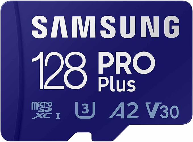 Samsung PRO Plus microSD Memory Card + Adapter, 128GB microSDXC, Up to 180 MB/s, Full HD & 4K UHD, UHS I, C10, U3, V30, A2, for Android Smartphones, Tablets, GoPRO, and DJI Drone (MB MD128SA/AM)