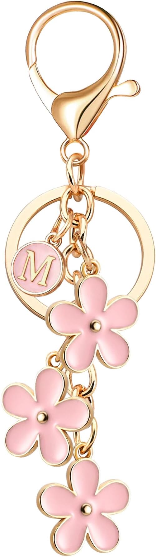 OUMILAN Initial Keychain Cute Flower Charms Keyring for Handbag Backpack–Personalized A-Z Letter Jewelry Gift for Women Girls