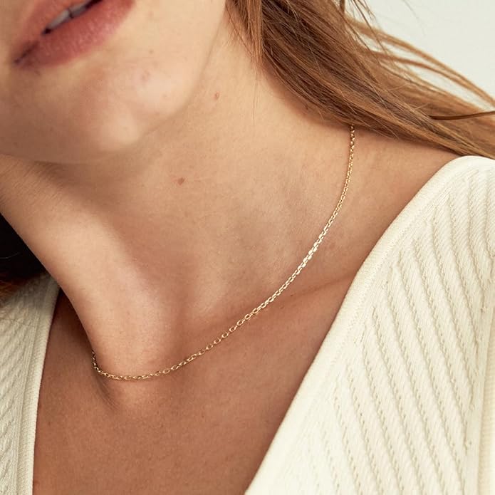 BEAYEG 14K Gold Chain Necklace for Women, Solid Chain Necklace, Hypoallergenic Durable Everyday Gold Jewelry Gift Ready (Length, 20inchs,Diameter1.6mm/1.8mm/2mm
